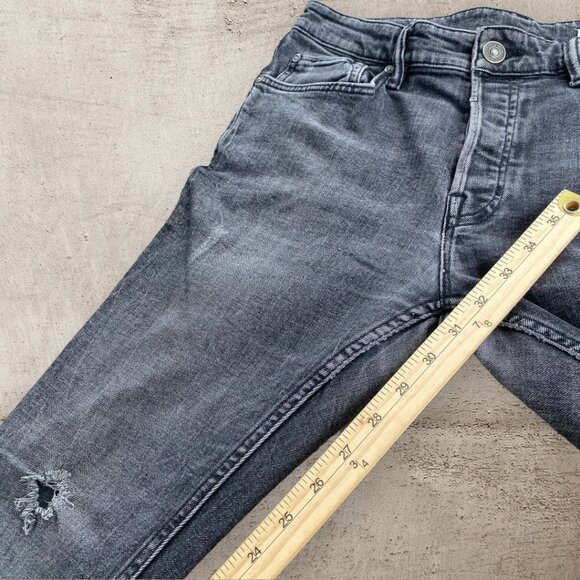 ALL SAINTS REX Jeans Men's W32 Black Distressed‎ Denim Slim Fit Tapered Ripped - Picture 12 of 13